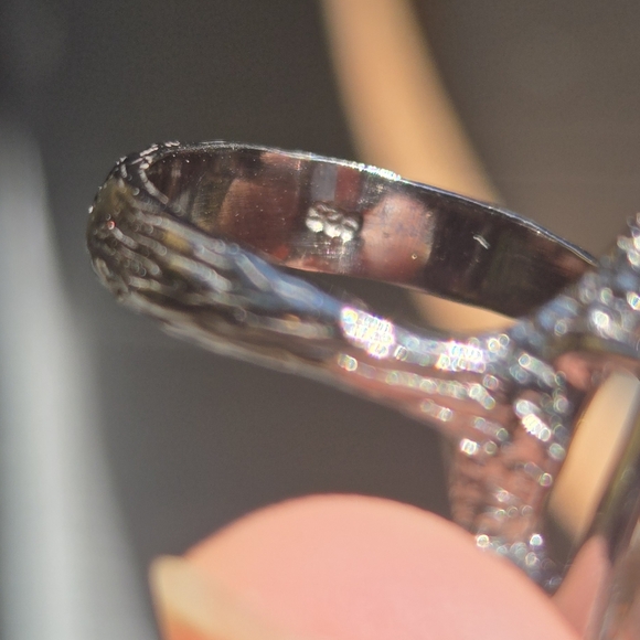 24k Green Amethyst Natural Gem Sterling Rhodium & 24k Gold Ring Sz7.5 - Picture 13 of 13